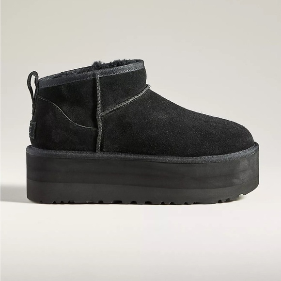 UGG Black Classic Ultra Mini Platform Boots 8 - Picture 2 of 13